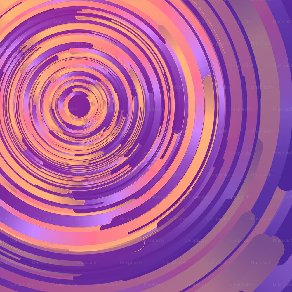 ピンク色のグラデーションの図形。コンピュータ生成幾何学模様。色とりどりの円を使ったモダンなカバーデザイン。抽象的な3Dレンダリング