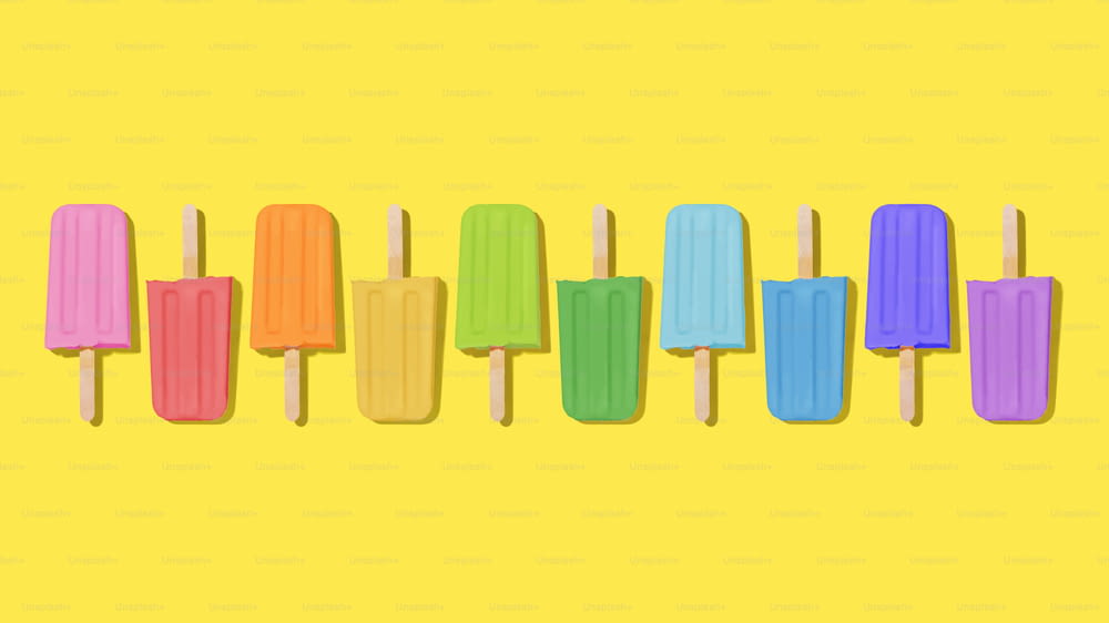 a row of popsicles sitting on top of each other