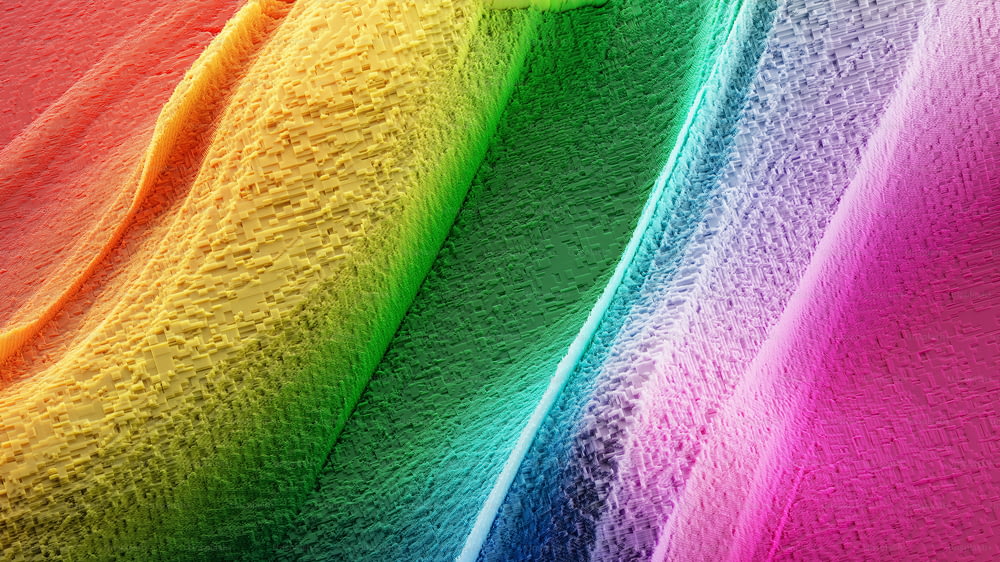 a close up of a rainbow colored towel