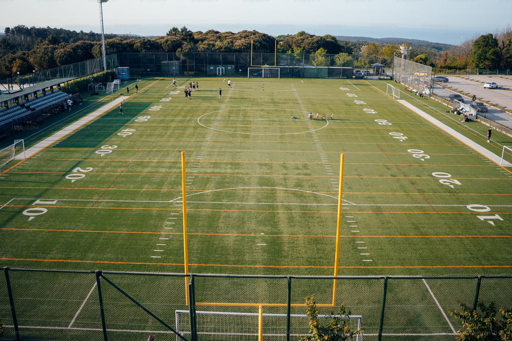 a soccer field is shown with a goalie's line