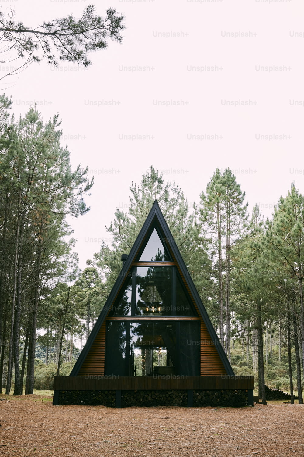 a - cabana de estrutura no meio de uma floresta