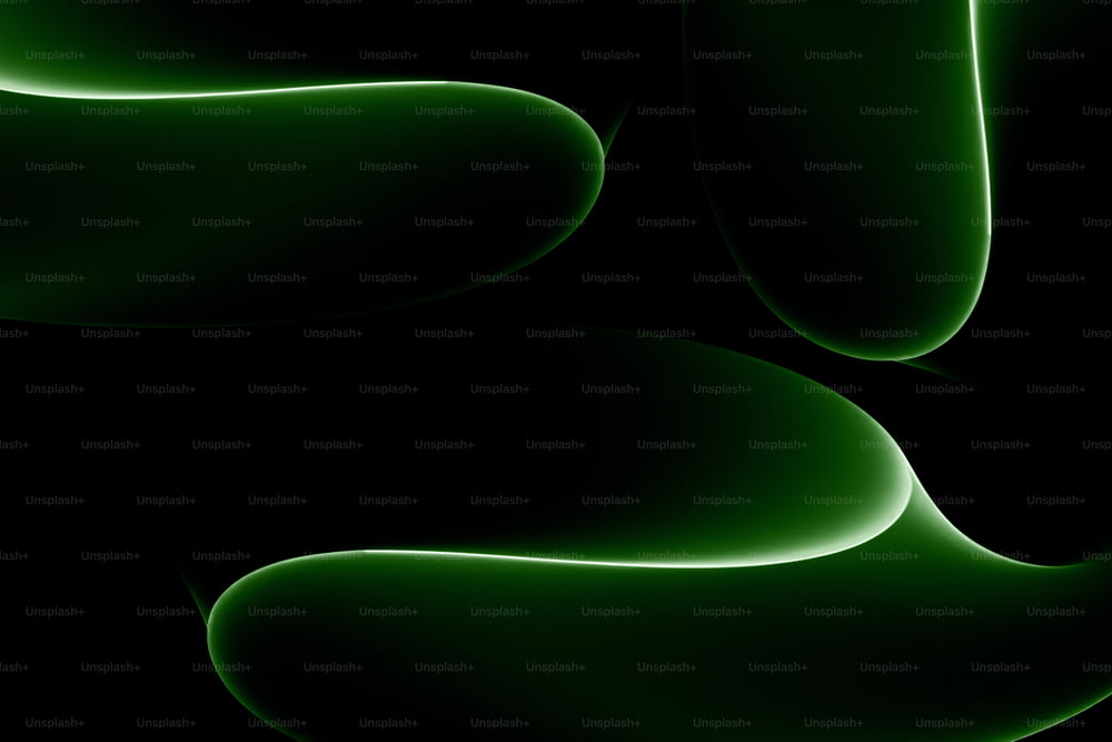 a black background with green curves