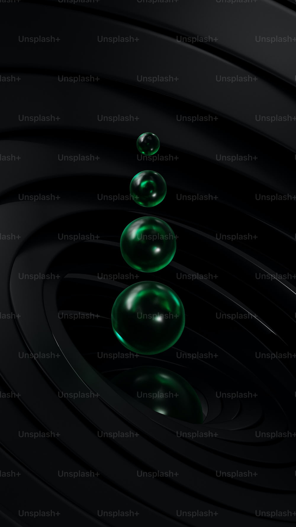 a picture of a green object in the middle of a black background