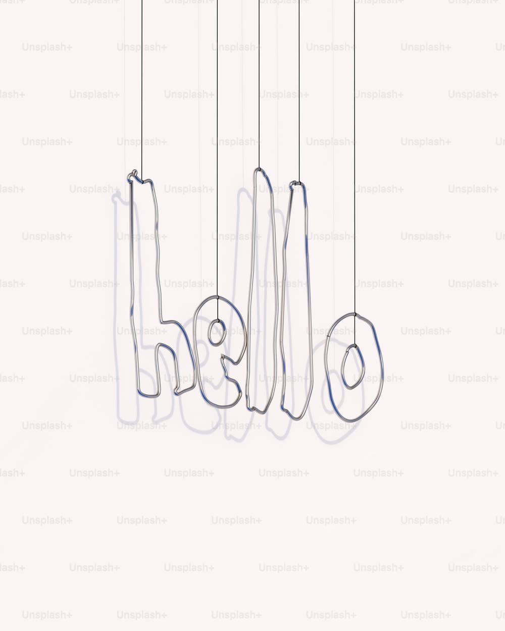 a drawing of a group of letters hanging from strings
