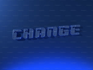 a blue background with the word change in the middle