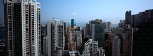 a view of a city with tall buildings