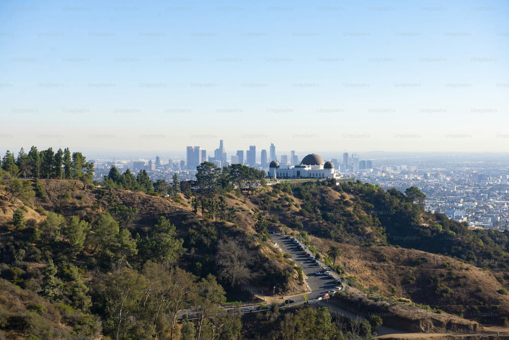 A beautiful aerial view of Griffith Park in Los Angeles, USA