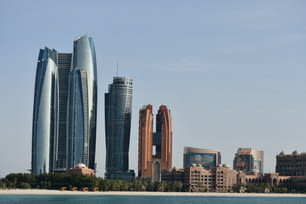 A scenic view of highrise buildings in the United Arab Emirates, Abu Dhabi