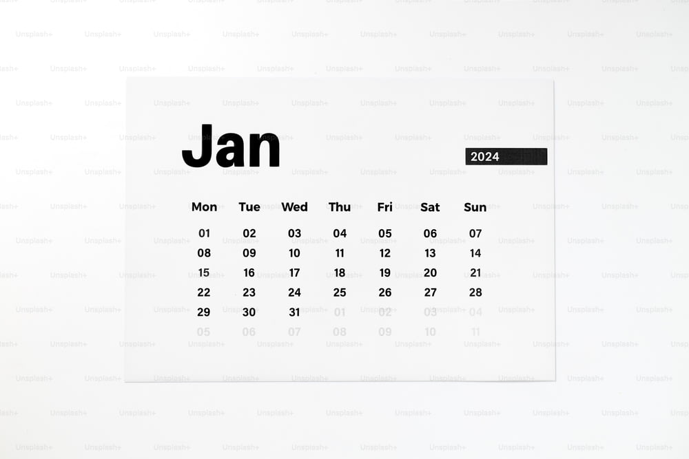 um calendário com a data jan nele