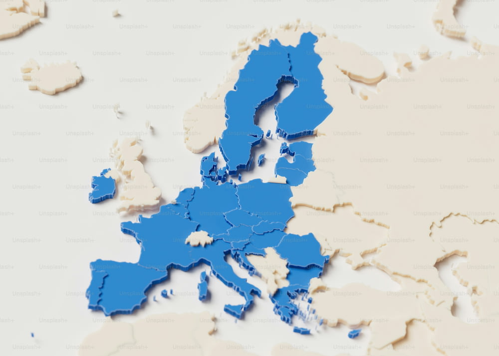 a close up of a map of europe