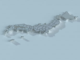 Une carte 3D du pays du Japon