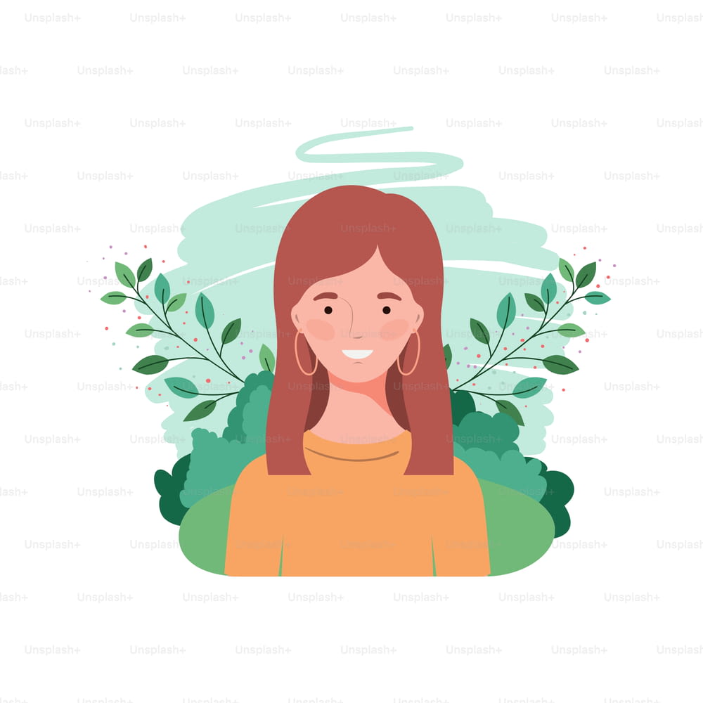young woman with landscape background vector illustration design